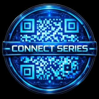 Wood coin engraved with Connect Series logo transformers into the digital graphic version.