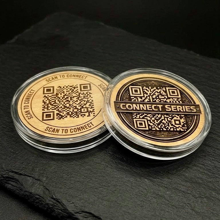 Connect Series logo and back engraved markers in acrylic capsules